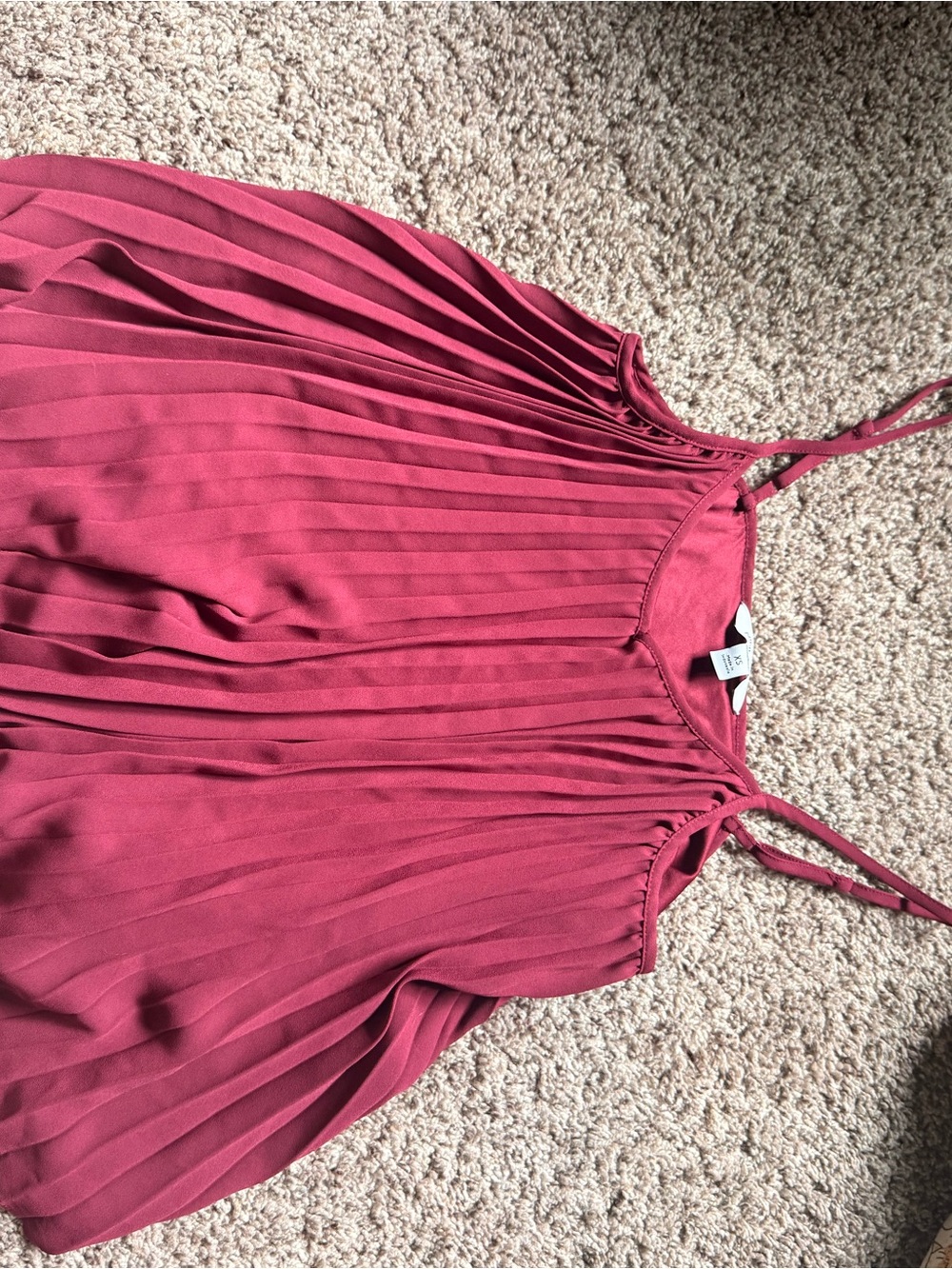 Nine West Pleated Spaghetti Strap Camisole — Burgundy